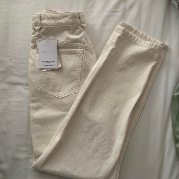 & Other Stories Denim - & other stories white/cream ecru denim jeans • high waisted size uk 6 eur 32